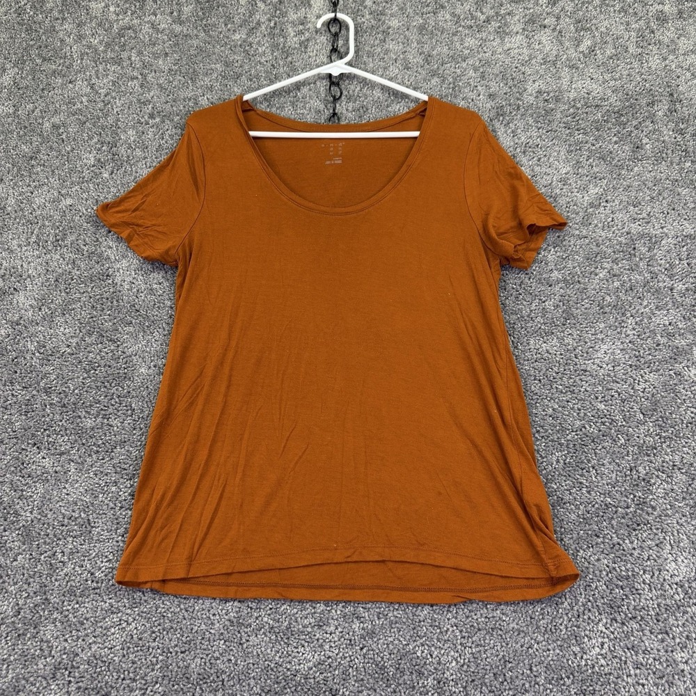 A New Day Shirt Womens Small Orange Short Sleeve Scoop Neck Casual Stretch Top